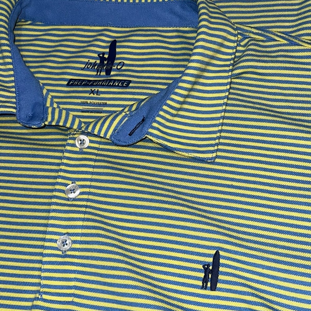 Johnnie-O Prep-Performance Polo Shirt Men’s XL Yellow Blue Stripe